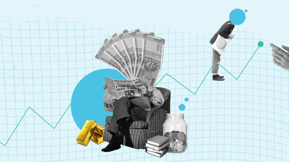 Image illustrant la gestion financière avec des éléments comme de l'argent, de l'or, des livres et un graphique de croissance.