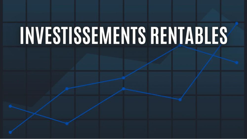 Graphique boursier bleu sur fond sombre, illustrant des investissements rentables.