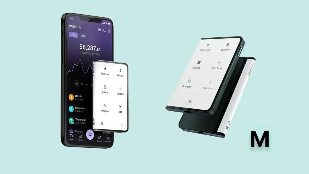 Ledger Stax, un wallet crypto avec un design unique et un écran tactile personnalisable, affichant une interface utilisateur intuitive pour gérer les cryptomonnaies.