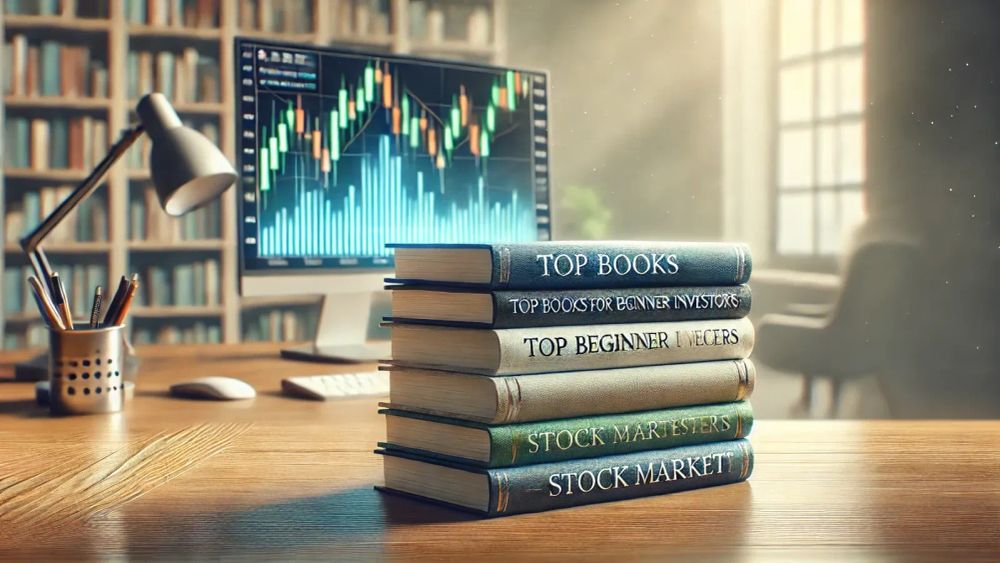 Pile de livres sur l'investissement devant un écran d'ordinateur affichant des graphiques boursiers.