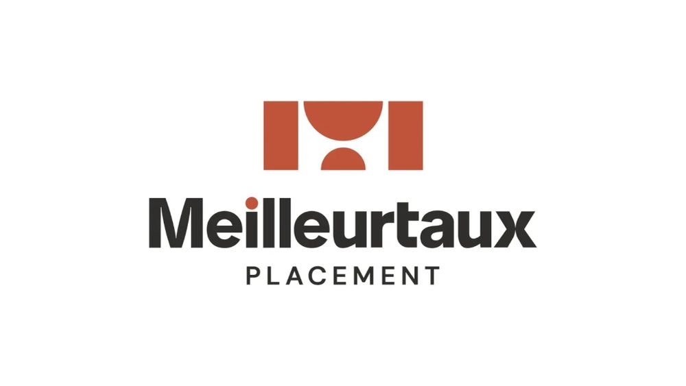Logo de Meilleurtaux Placement, avec un symbole abstrait au-dessus du nom de l'entreprise.