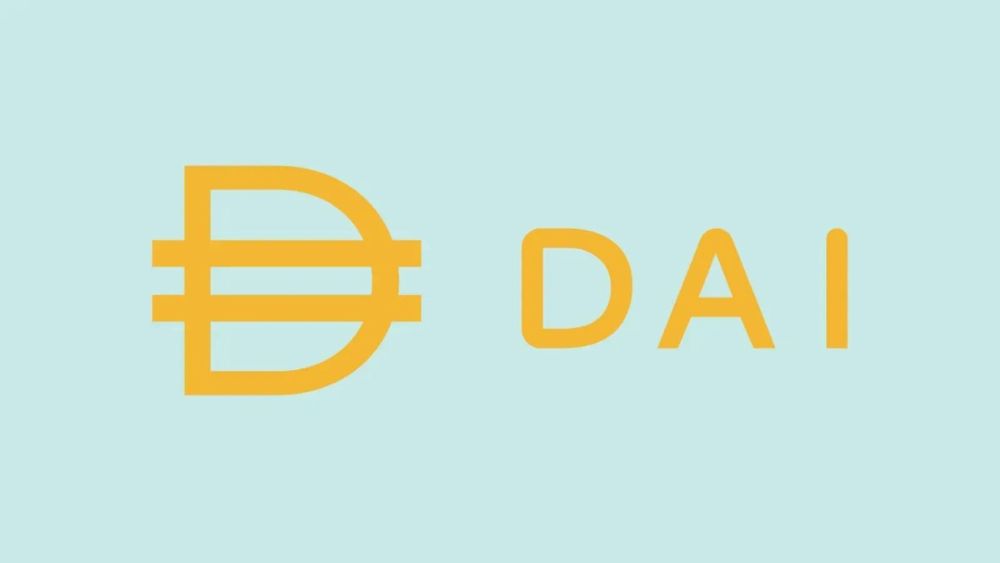 Logo de la cryptomonnaie DAI, un stablecoin décentralisé adossé au dollar américain.