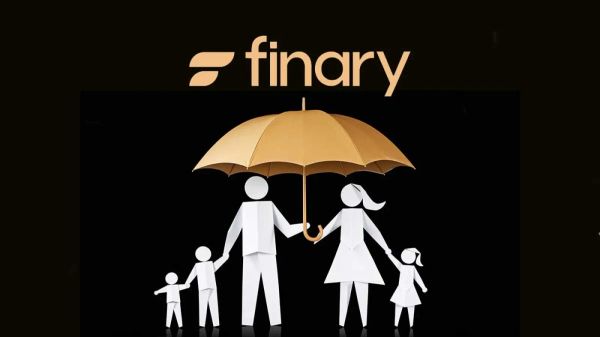 Image de la famille sous un parapluie, symbolisant la protection financière offerte par l'assurance-vie Finary.