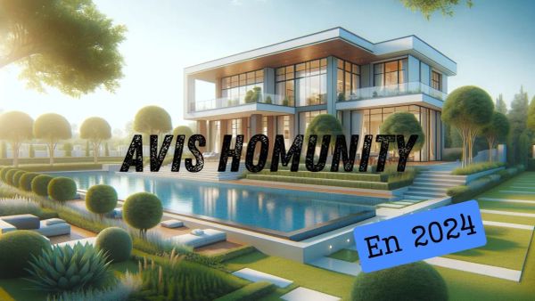 Maison moderne avec piscine et jardin paysager, illustrant un investissement immobilier potentiel via Homunity.