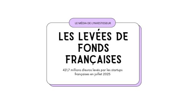 Les levées de fonds françaises en juillet 2025 : 421,7 millions d'euros levés par les startups françaises.