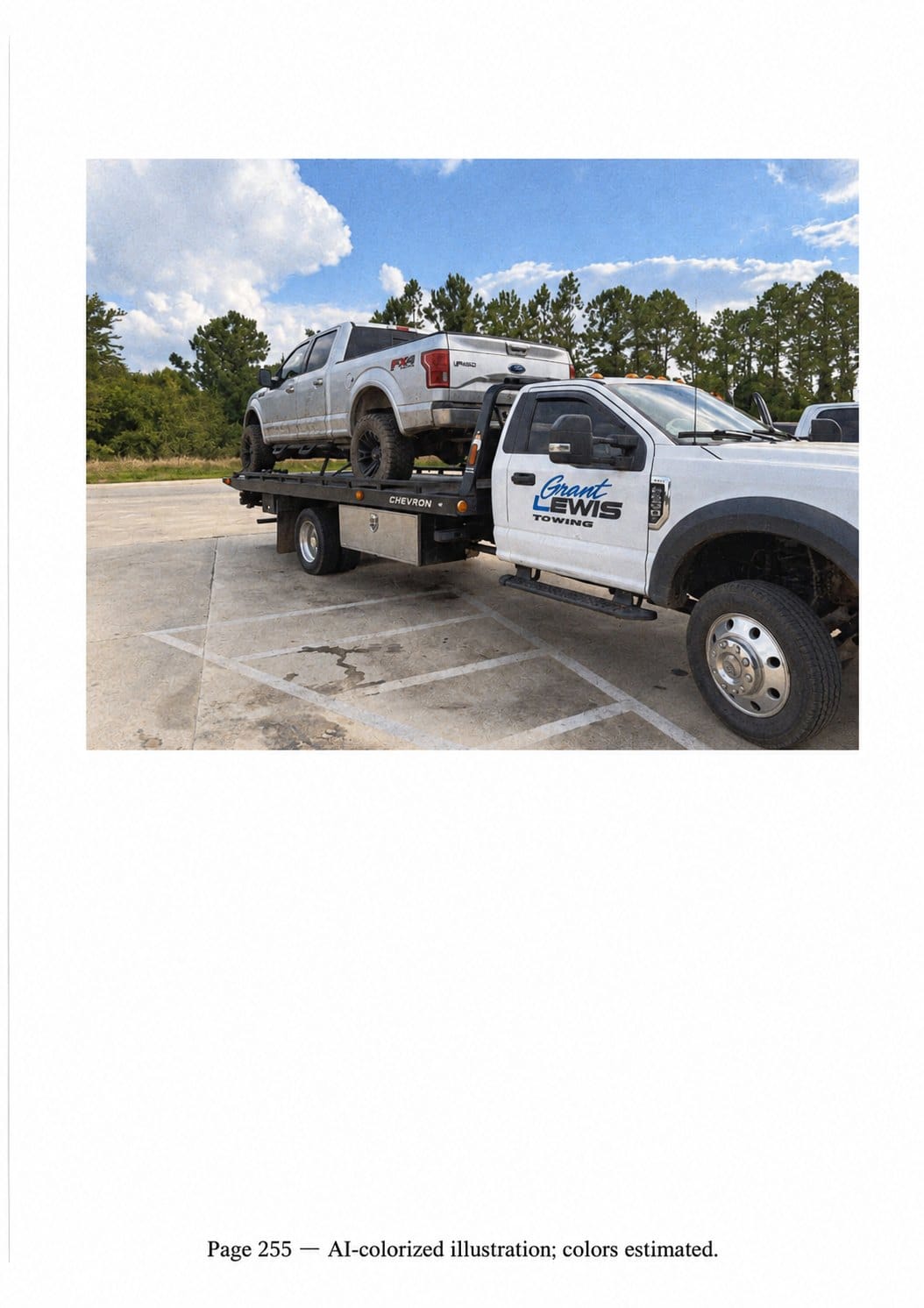 AI-colorized illustration: Truck on the tow vehicle; based on production page 255