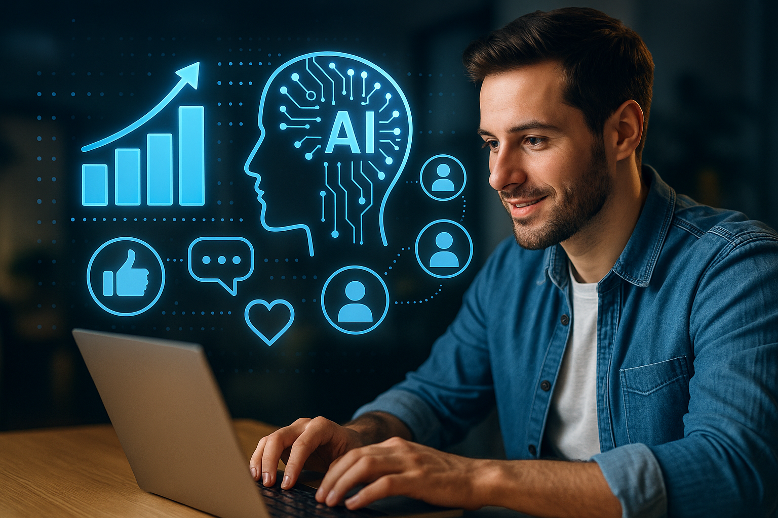 Professional illustration representing Boost User Engagement Effectively Using AI Today featuring elements related to user...