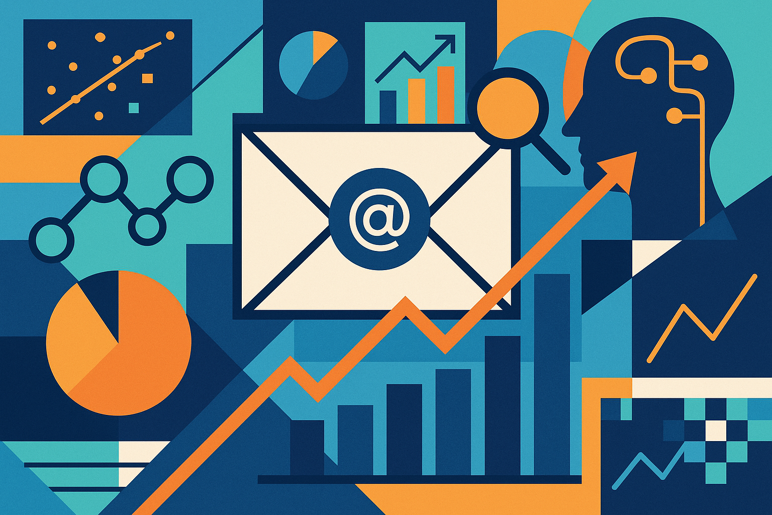 Professional illustration representing Boost Your Email Campaign Success with Predictive Analytics featuring elements rela...