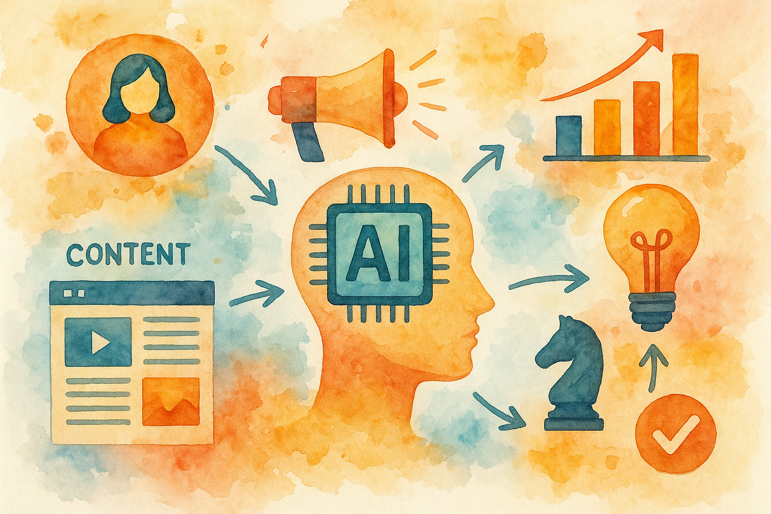 Professional illustration representing Discover Five Proven Methods to Streamline Your Marketing with AI featuring element...