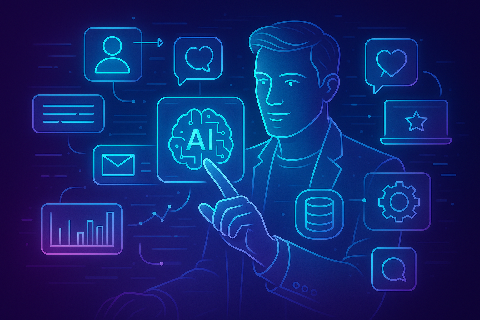 Professional illustration representing Boost Your Customer Engagement Using AI Today featuring elements related to custome...