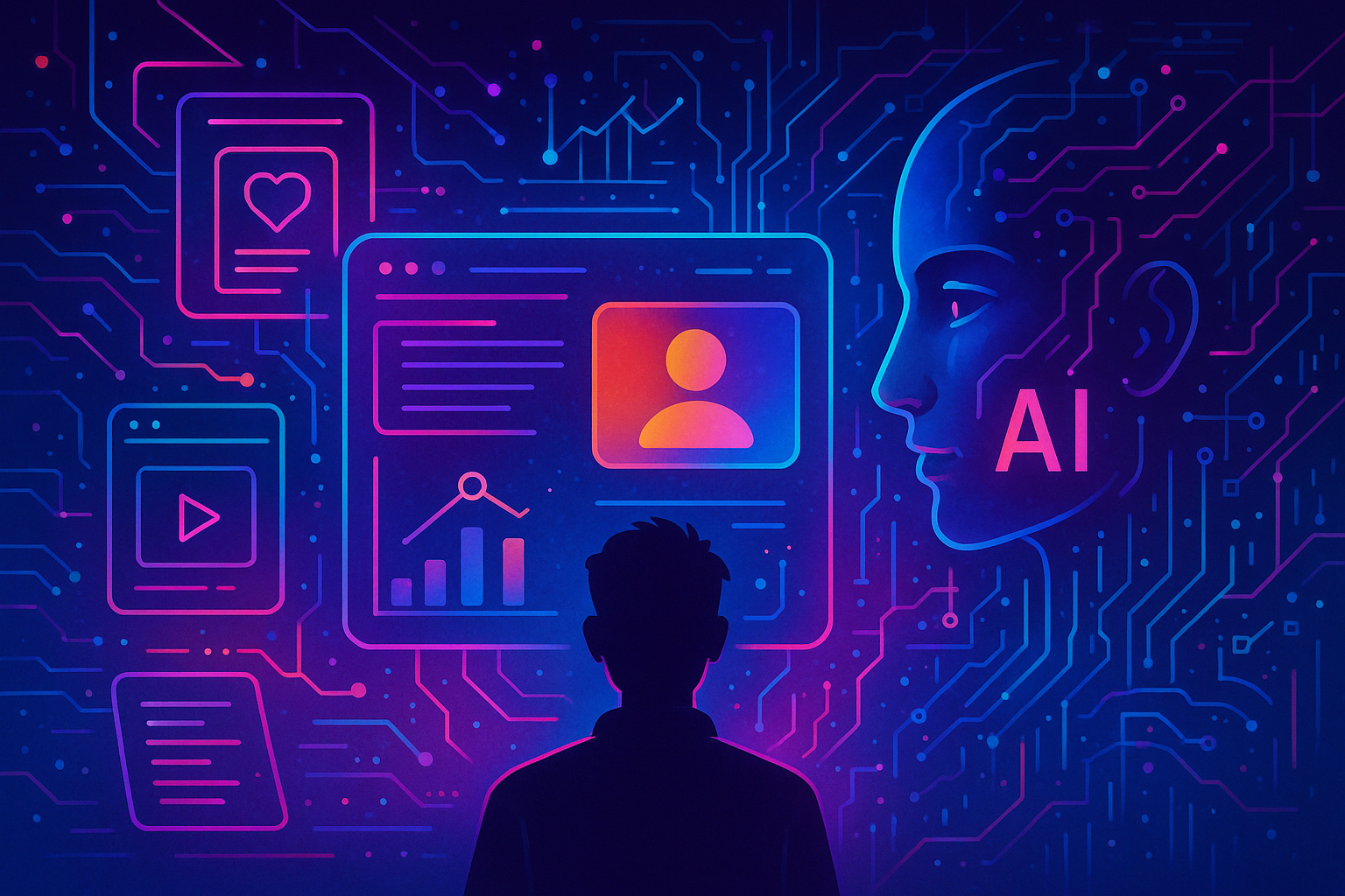 Professional illustration representing Master the Art of Content Personalization With AI featuring elements related to con...
