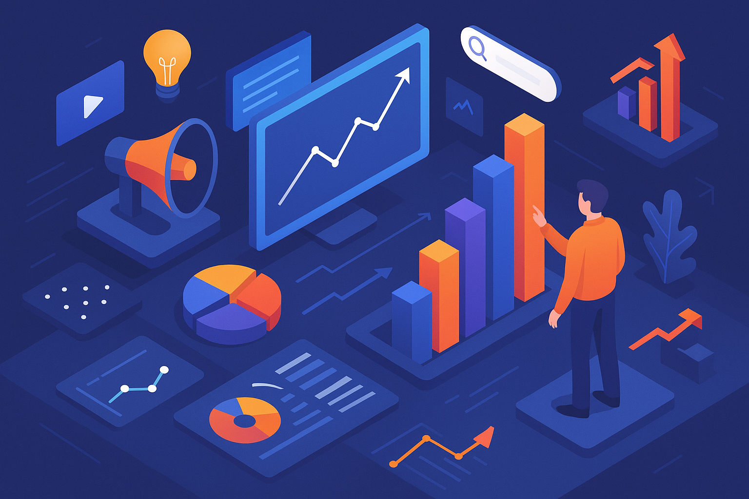 Professional illustration representing Unlock the Secrets to Mastering Data-Driven Decision Making in Marketing featuring ...
