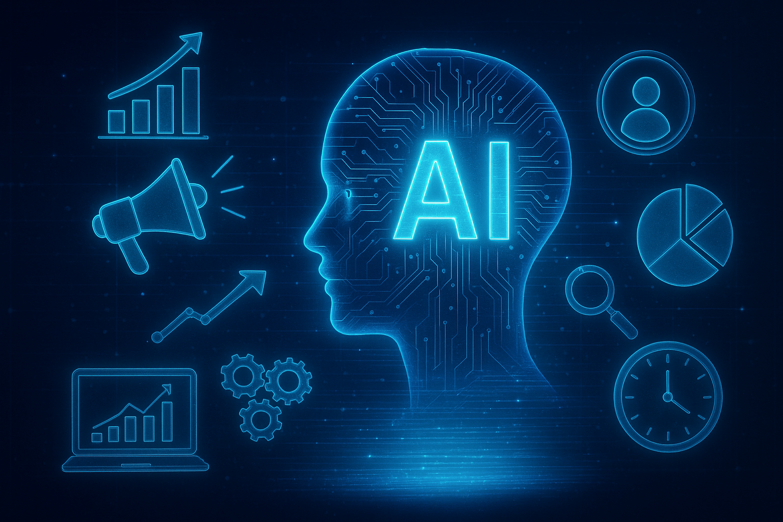 Professional illustration representing Unlock the Power of AI to Build a Resilient Marketing Strategy featuring elements r...