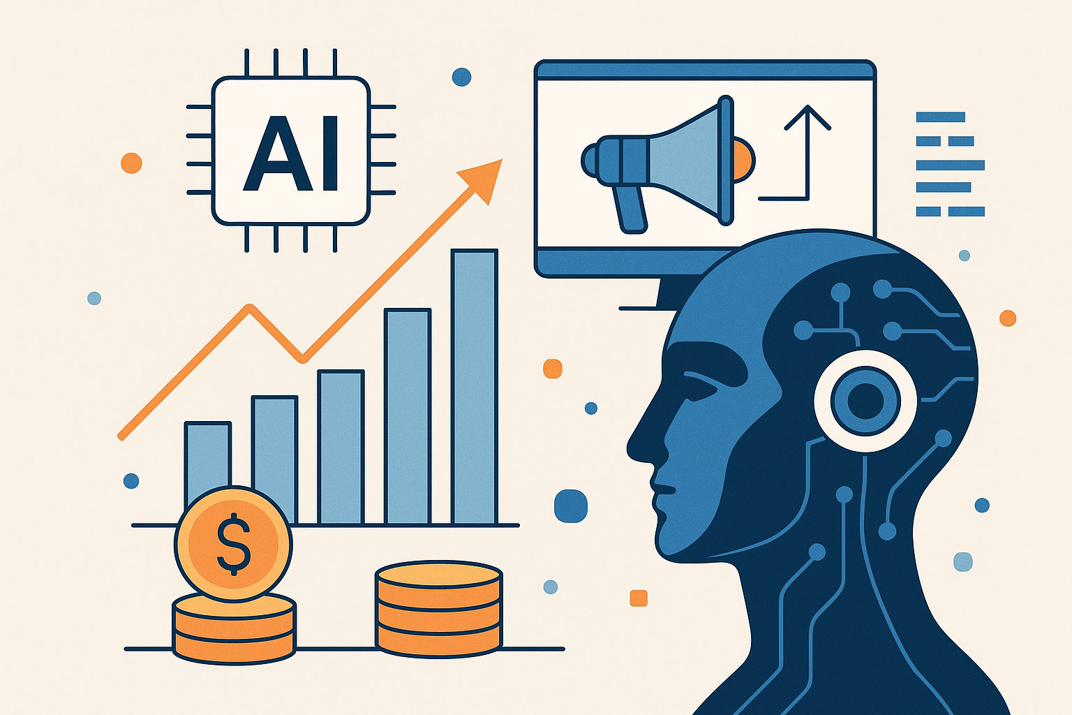 Professional illustration representing Master Advanced AI Techniques to Optimize Your Ad Spend Efficiency featuring elemen...