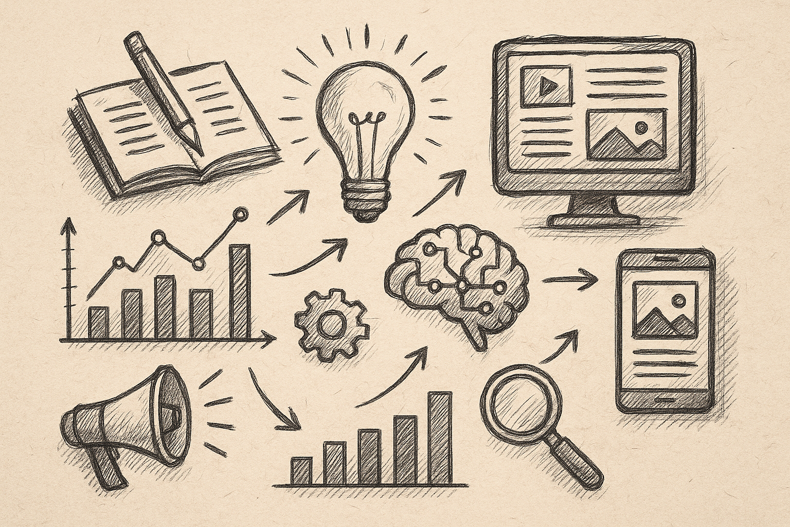 Professional illustration representing Master Content Creation: Unleash the Power of AI-Driven Insights featuring elements...