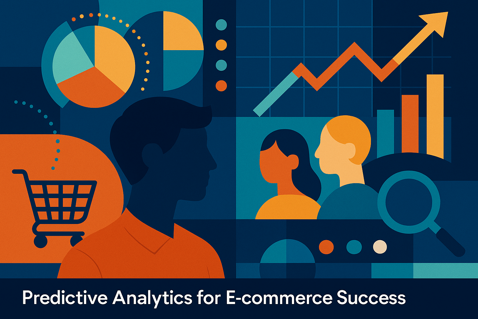 Professional illustration representing Master the Art of Predictive Analytics for E-Commerce Success featuring elements re...
