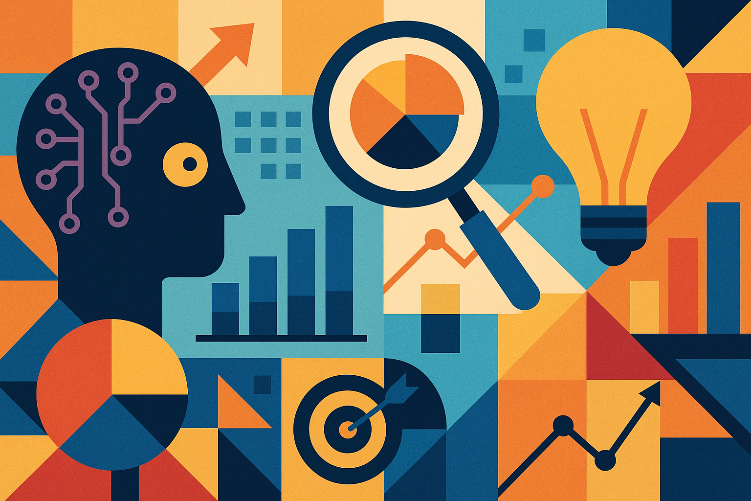 Professional illustration representing Mastering AI: Your Ultimate Guide to Market Research Success featuring elements rel...