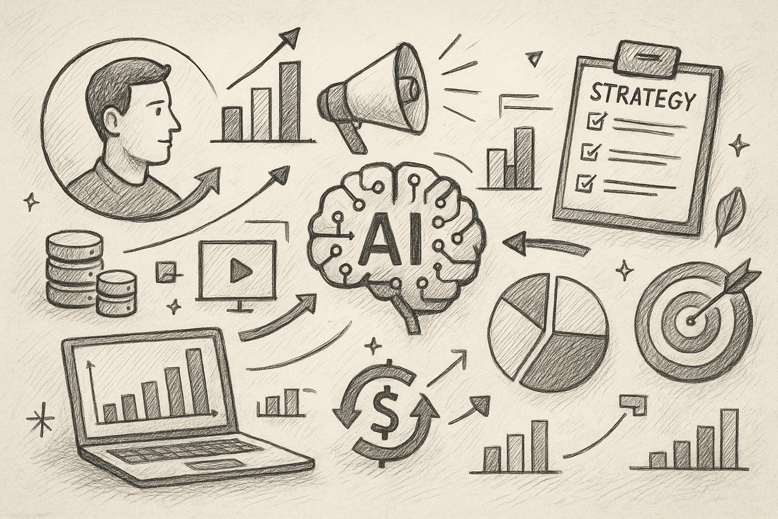 Professional illustration representing Maximize Your Campaign ROI Using AI: Essential Strategies featuring elements relate...