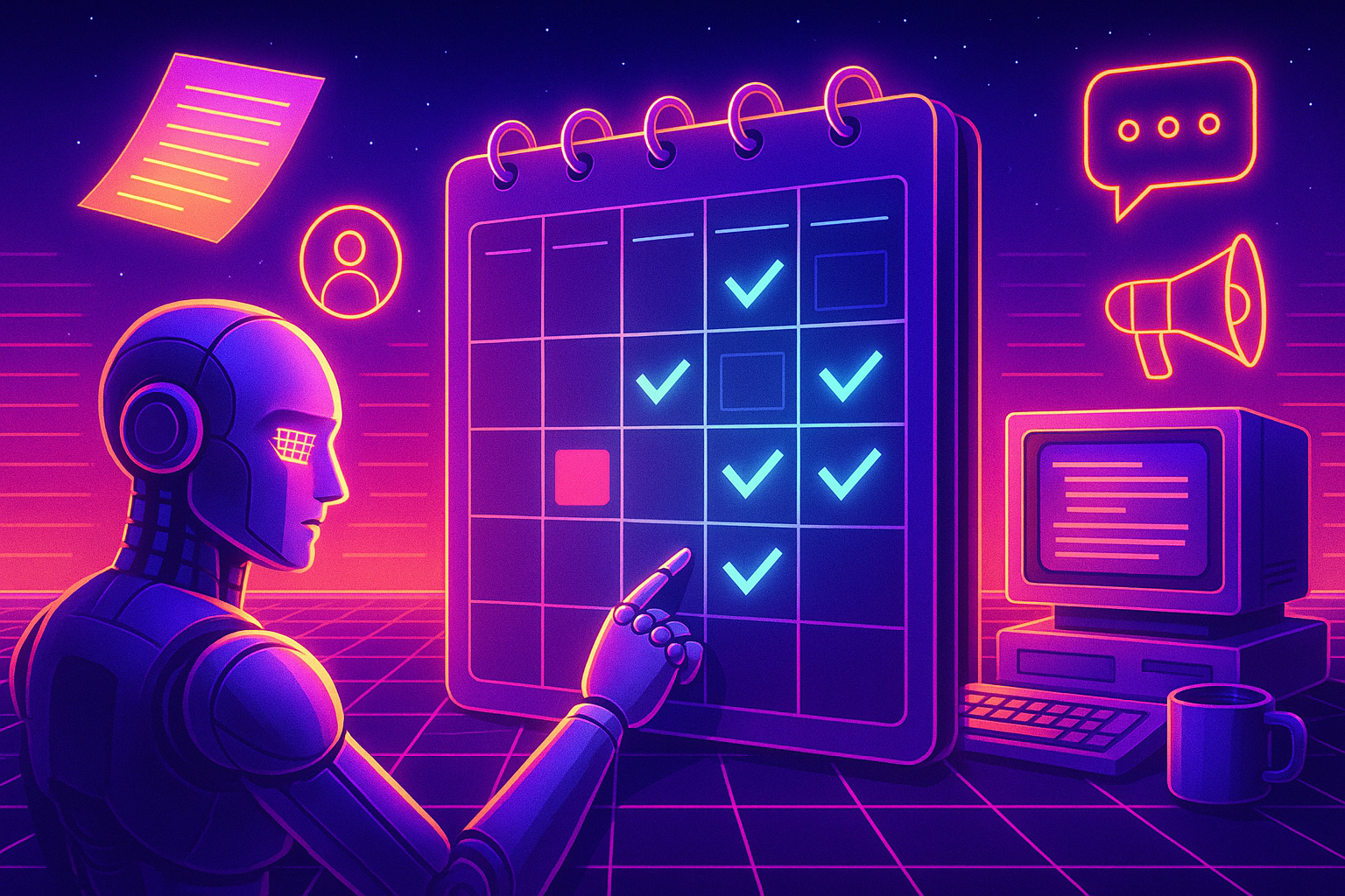 Professional illustration representing How to build an AI editorial calendar that actually ships featuring elements relate...