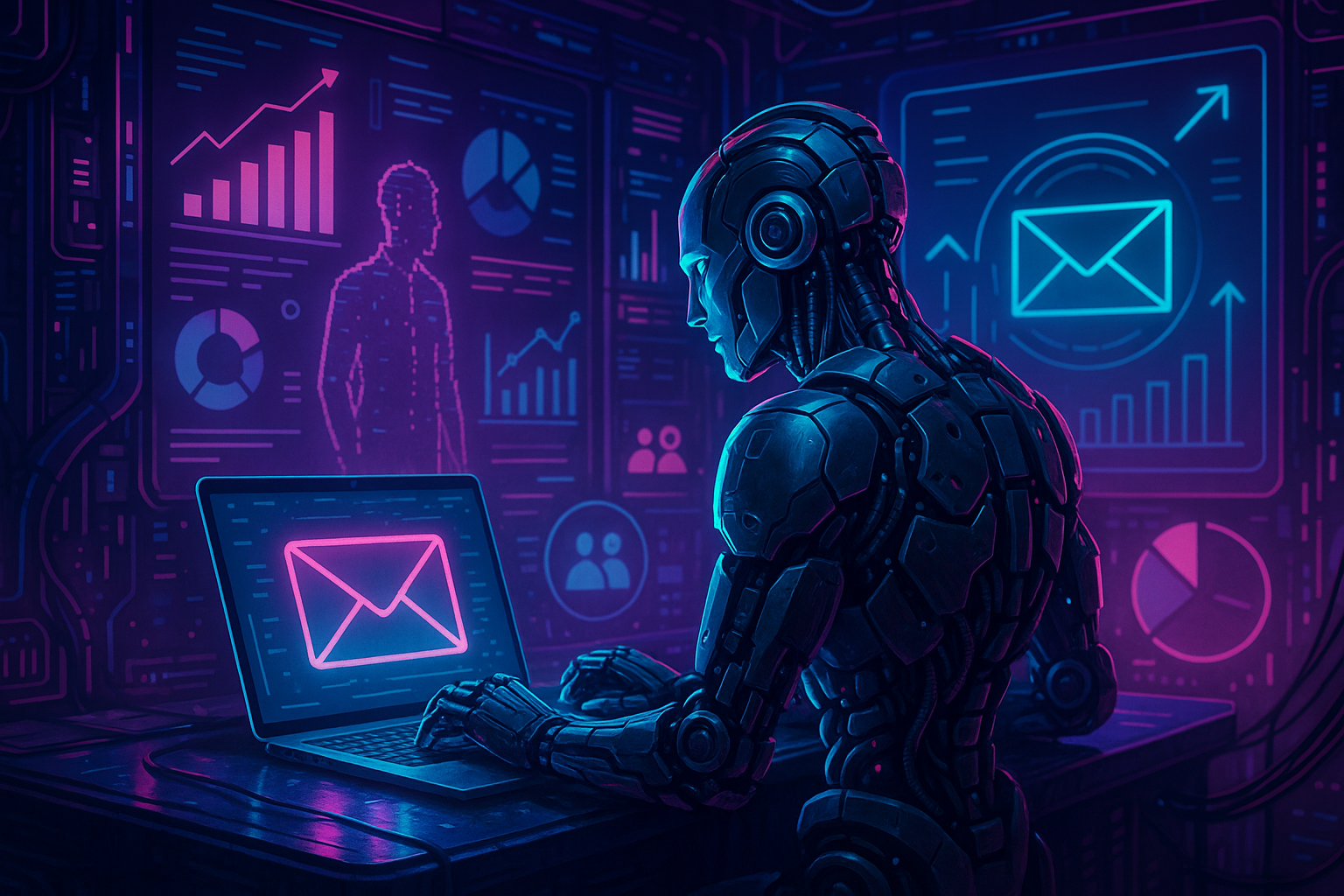 Professional illustration representing Unlock the Power of AI: 5 Proven Methods to Enhance Your Email Marketing featuring ...