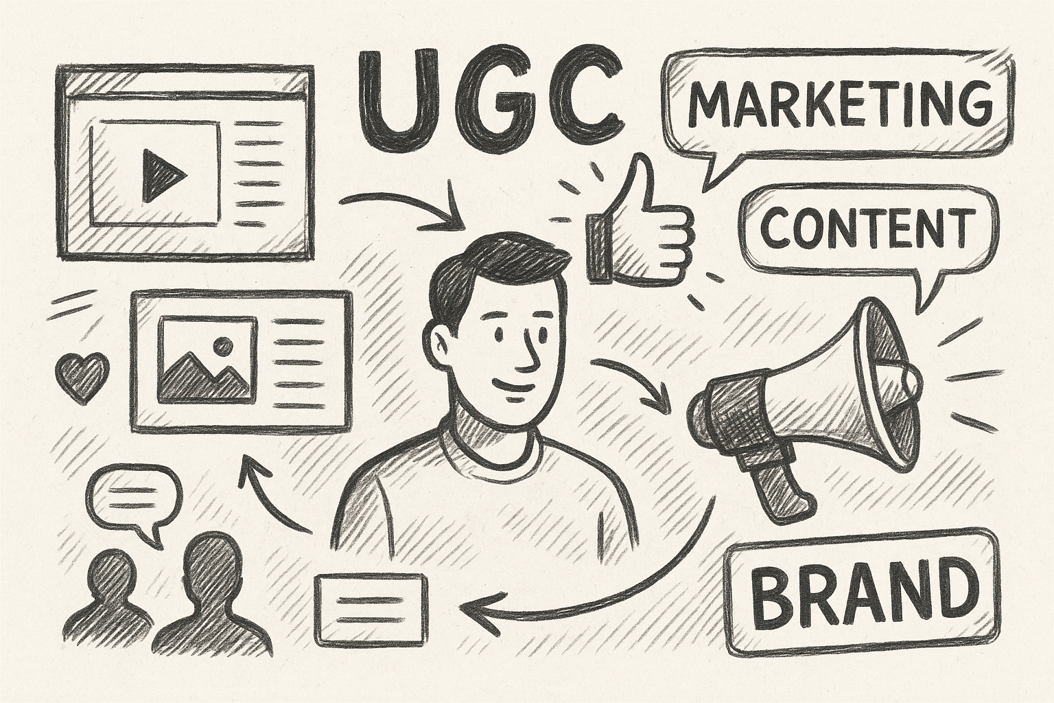 Professional illustration representing Leveraging User-Generated Content for B2B Brand Awareness featuring elements relate...
