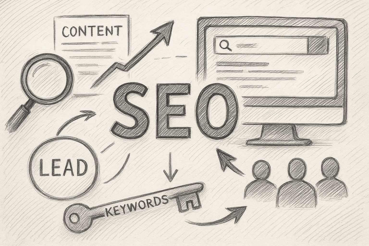 Professional illustration representing Effective SEO Tactics for B2B Lead Generation featuring elements related to seo, co...