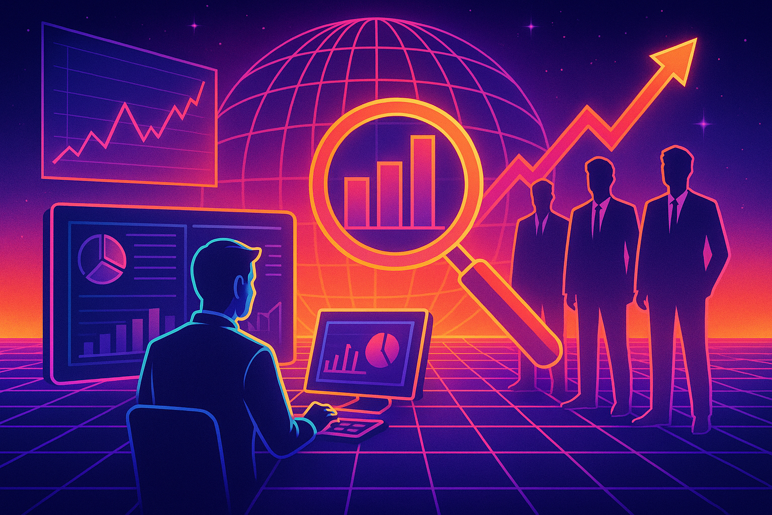 Professional illustration representing How to Conduct Competitor Analysis for B2B Marketing Success featuring elements rel...