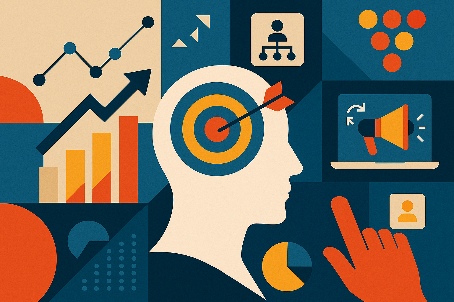 Professional illustration representing How to Use Behavioral Targeting in B2B Marketing Campaigns featuring elements relat...