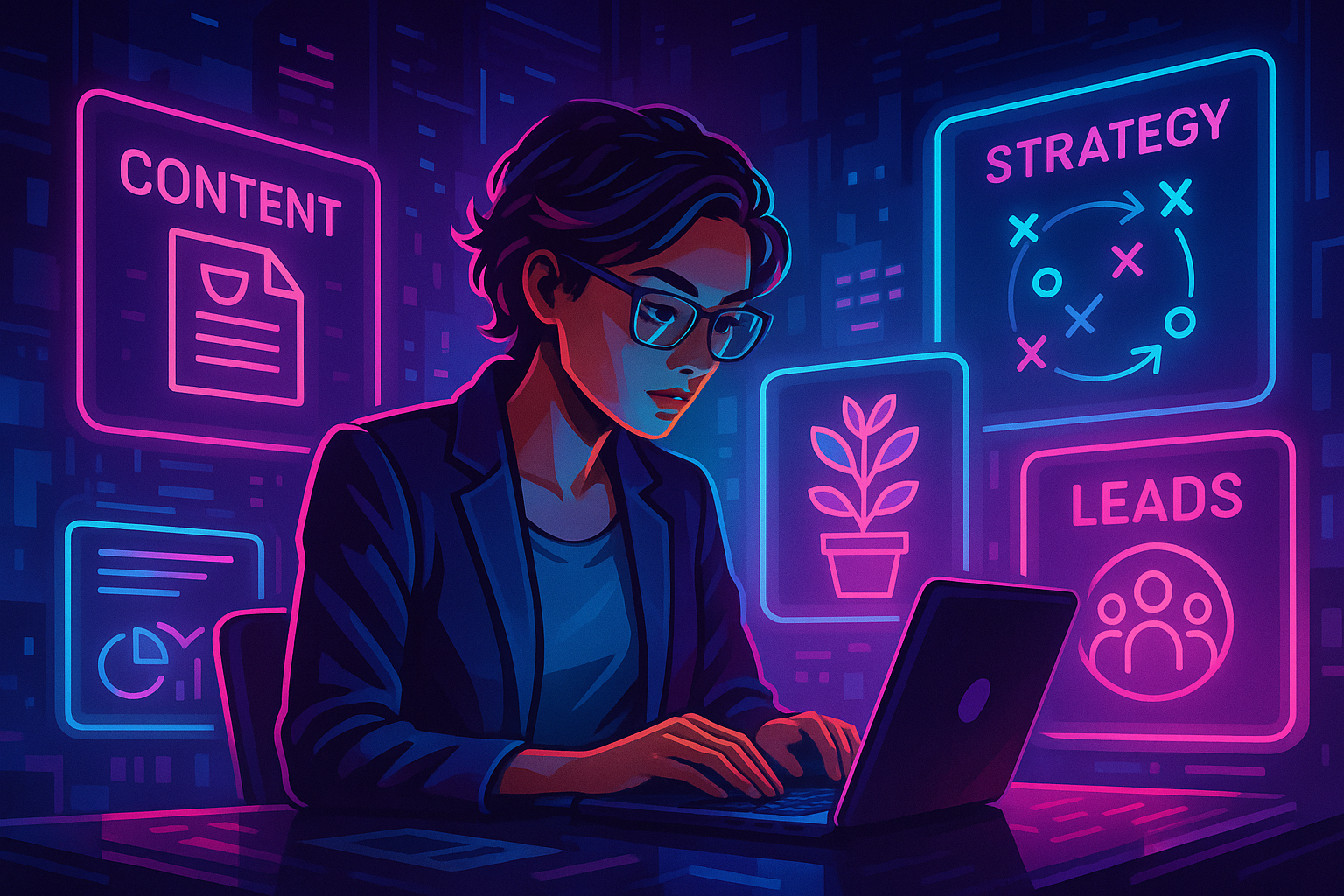 Professional illustration representing Effective Strategies for B2B Lead Nurturing featuring elements related to content, ...