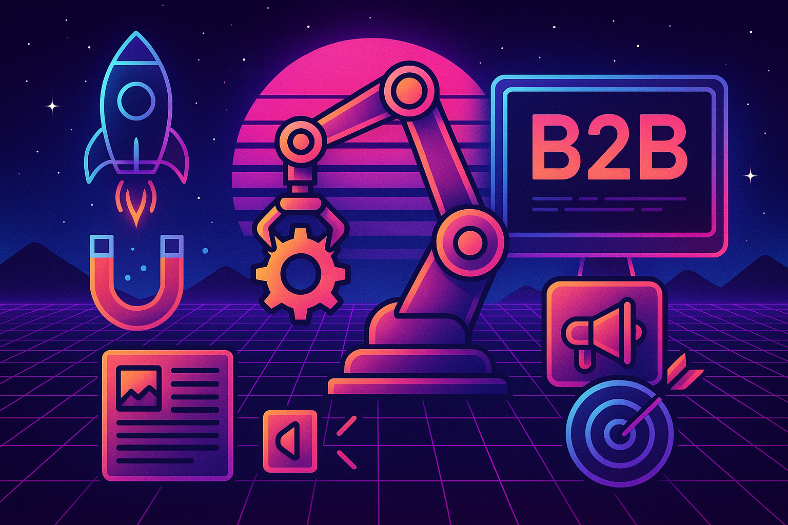 Professional illustration representing How to Create a Robust B2B Marketing Automation Strategy featuring elements related...