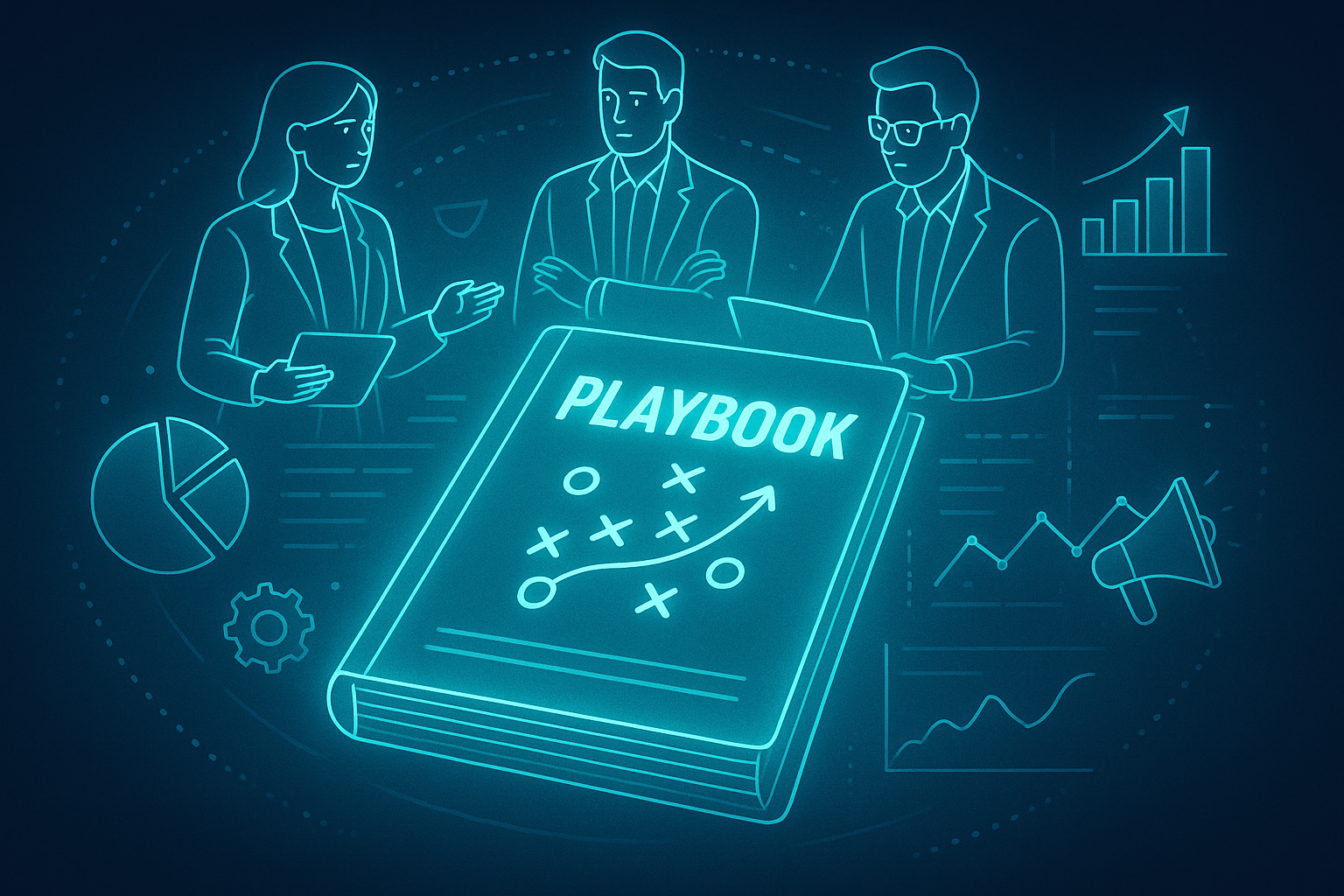 Professional illustration representing How to Create a B2B Marketing Playbook for Consistency featuring elements related t...