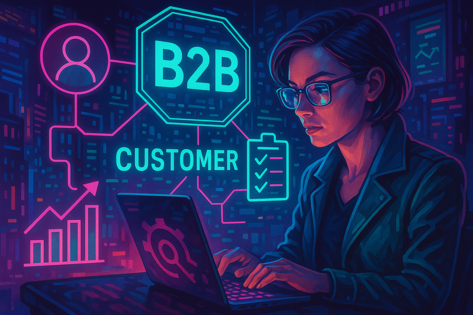 Professional illustration representing How to Develop a B2B Marketing Strategy Focused on Customer Needs featuring element...