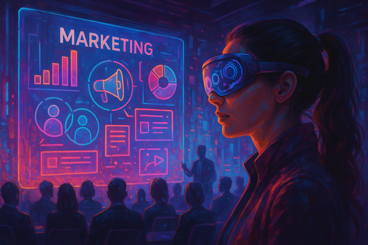 Professional illustration representing Utilizing Augmented Reality in B2B Marketing Campaigns featuring elements related t...