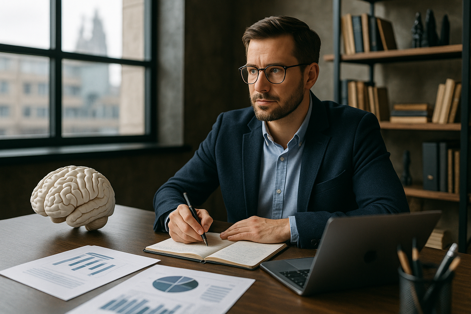 Professional illustration representing Developing a B2B Content Strategy Focused on Thought Leadership featuring elements ...