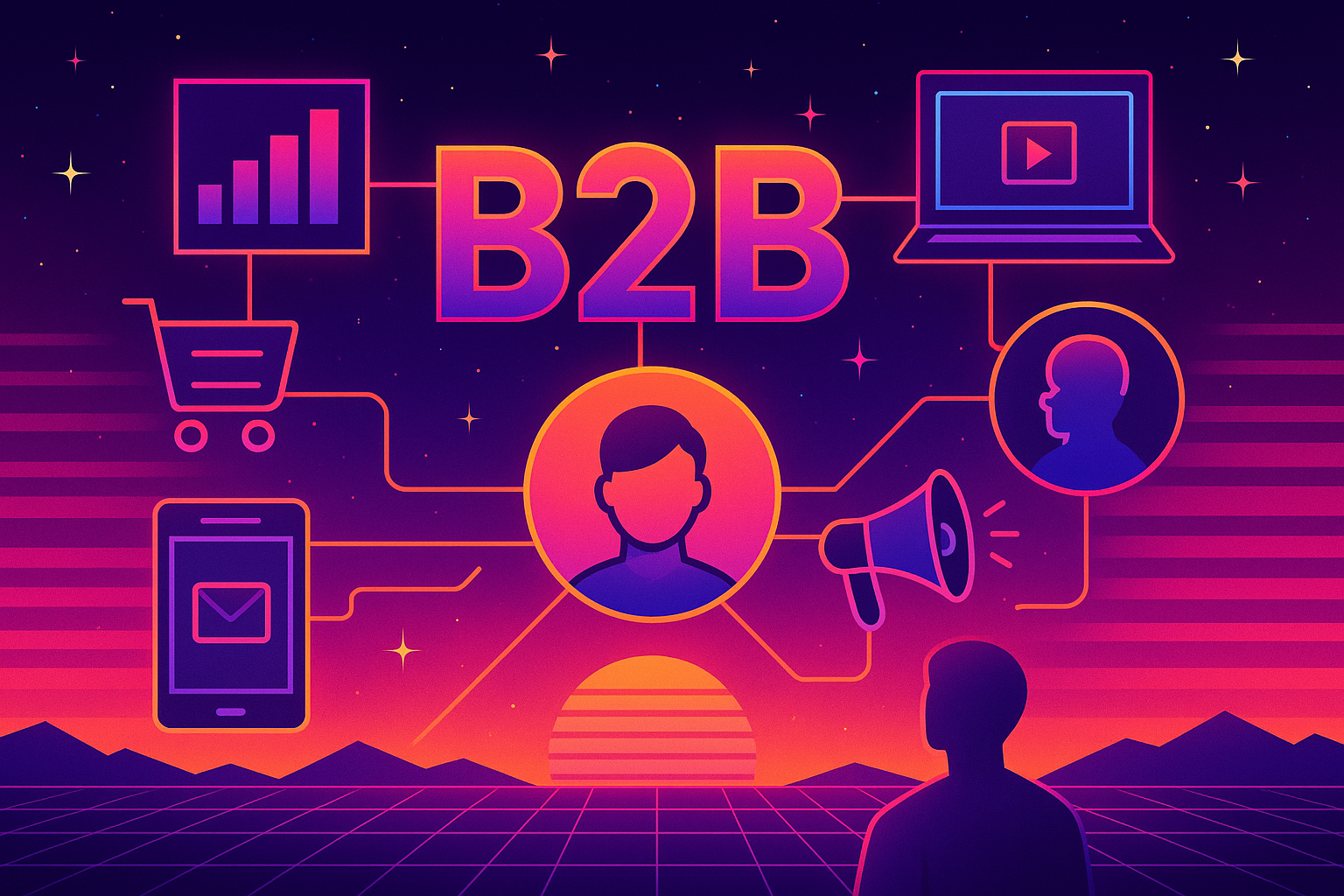 Professional illustration representing Creating a Seamless B2B Omnichannel Marketing Experience featuring elements related...