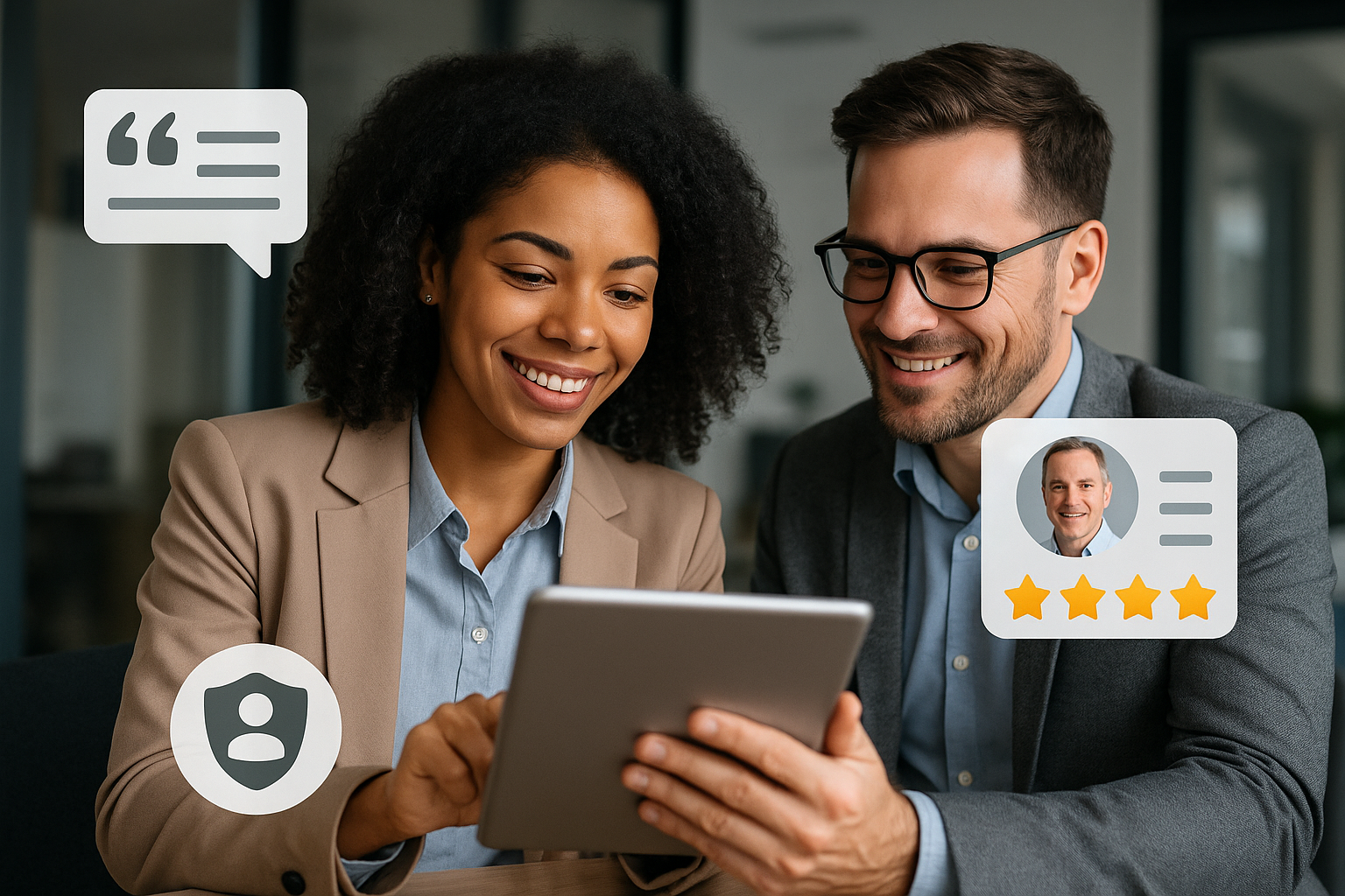 Professional illustration representing How to Use Customer Testimonials to Boost B2B Credibility featuring elements relate...