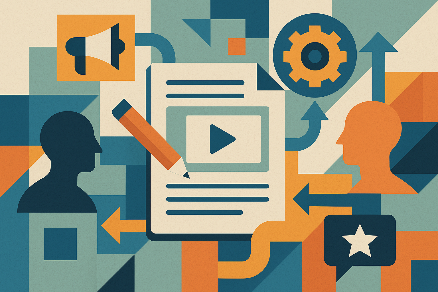 Professional illustration representing Streamlining B2B Content Operations for Increased Efficiency featuring elements rel...
