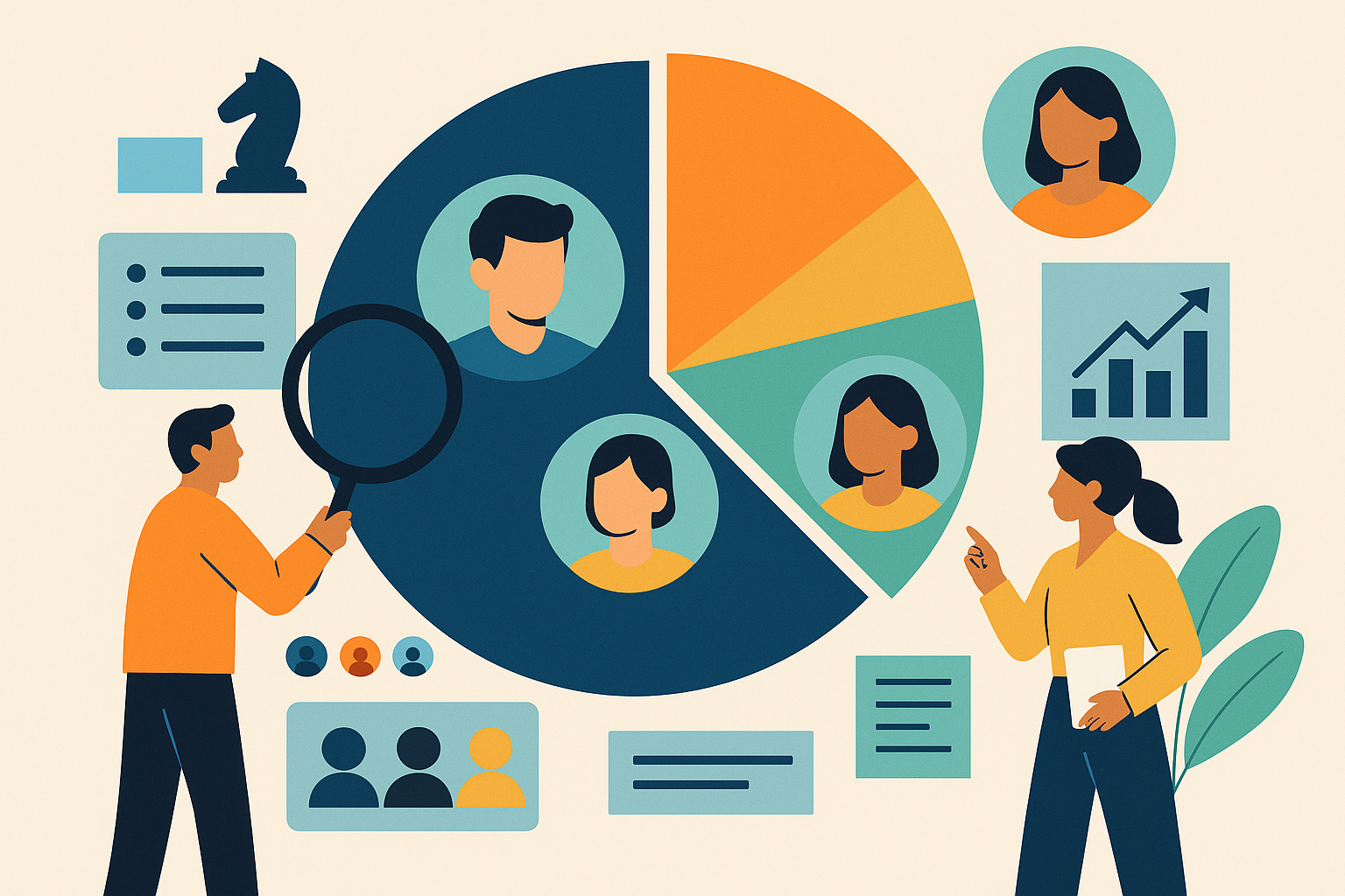 Professional illustration representing Best Practices for B2B Customer Segmentation Techniques featuring elements related ...