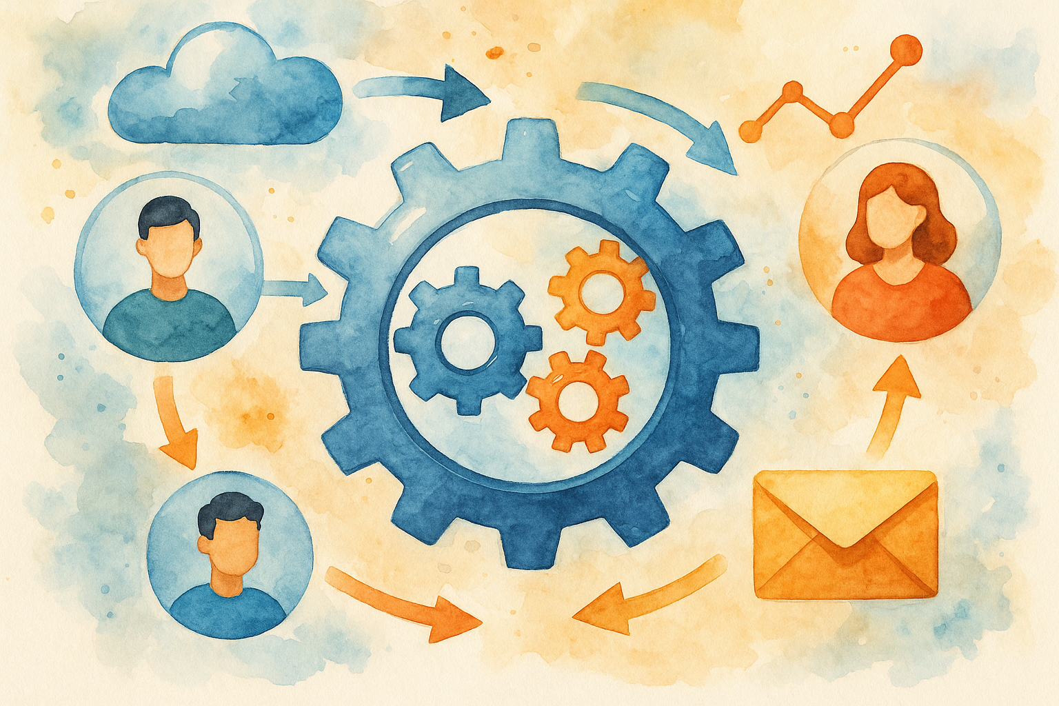 Professional illustration representing The best lifecycle marketing automations for SaaS growth featuring elements related...