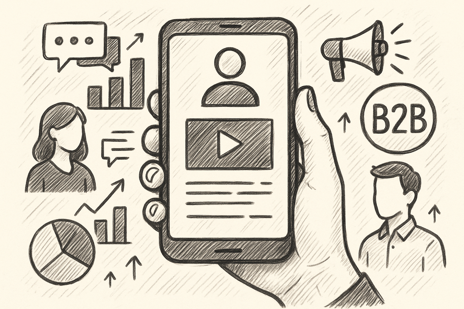 Professional illustration representing How to Design B2B Marketing Campaigns for Mobile Users featuring elements related t...