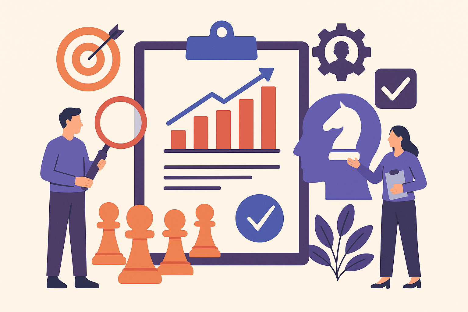 Professional illustration representing How to Conduct Competitive Analysis for B2B Marketing featuring elements related to...