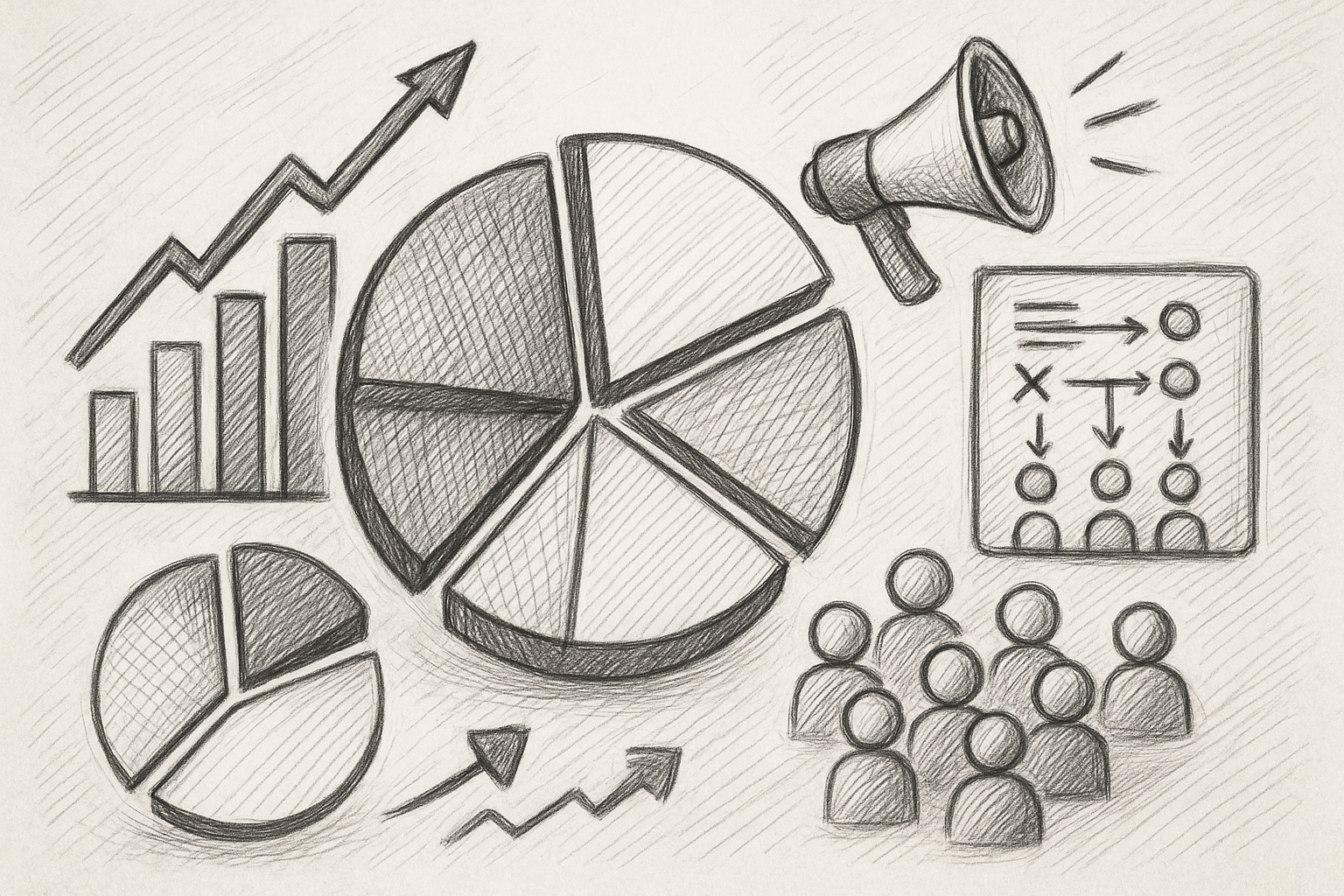 Professional illustration representing Utilizing Market Segmentation to Drive B2B Marketing Success featuring elements rel...