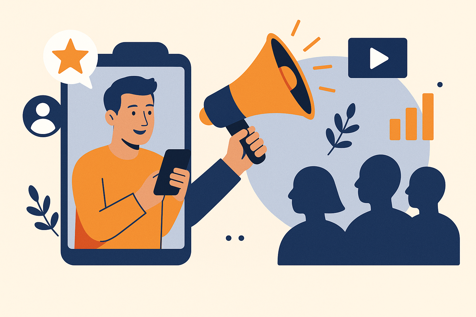 Professional illustration representing Developing a Comprehensive B2B Influencer Marketing Strategy featuring elements rel...