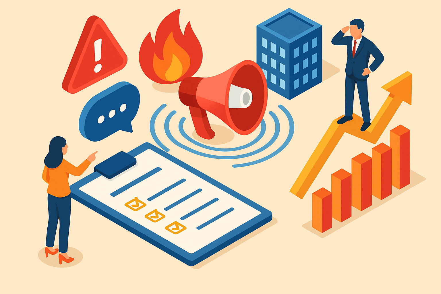 Professional illustration representing Developing a B2B Crisis Communication Strategy featuring elements related to crisis...