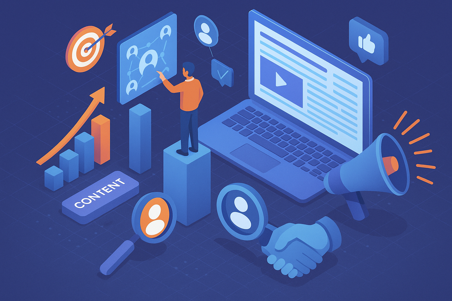 Professional illustration representing Optimizing Your B2B Marketing Strategy for Digital Transformation featuring element...