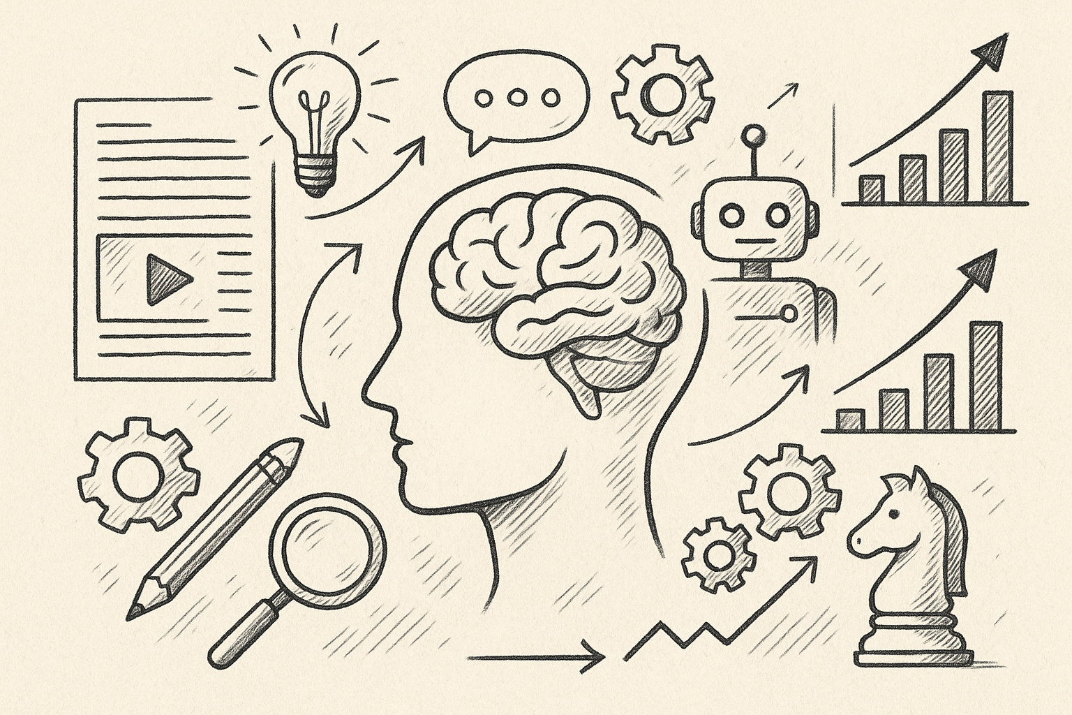 Professional illustration representing How to scale thought leadership content with AI support featuring elements related ...