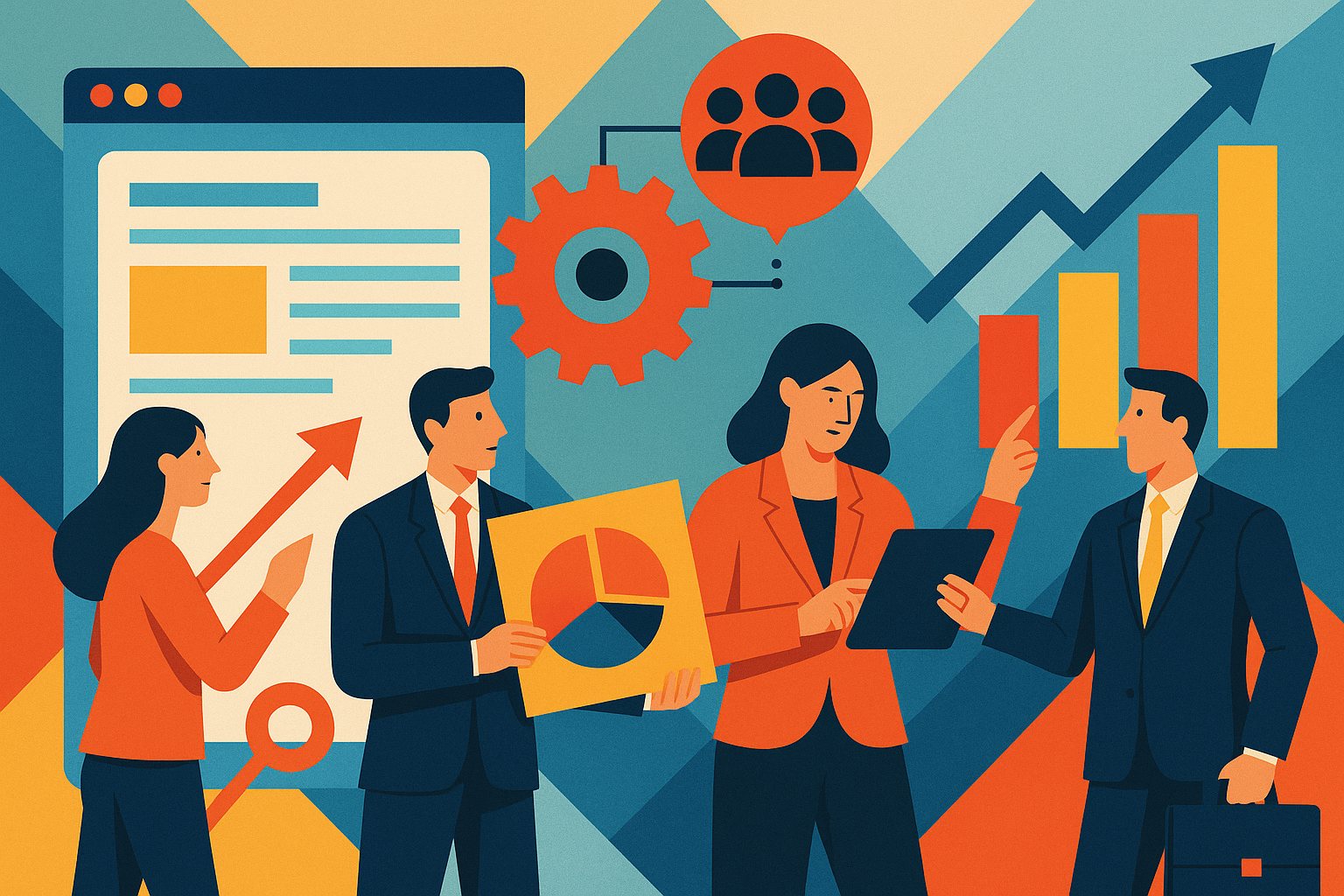 Professional illustration representing How to turn blog content into sales enablement assets featuring elements related to...