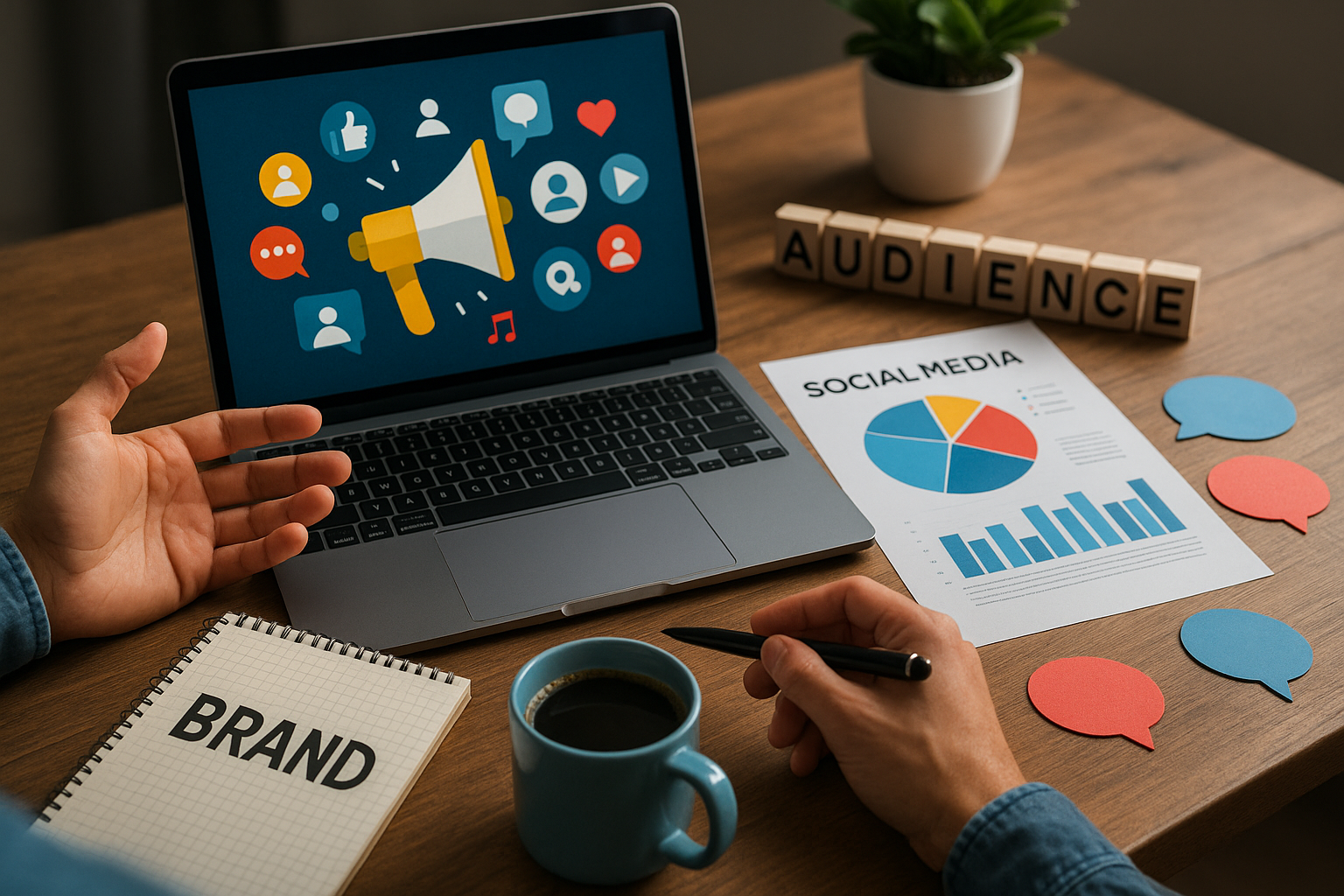 Professional illustration representing How to Leverage Social Media for B2B Brand Awareness featuring elements related to ...