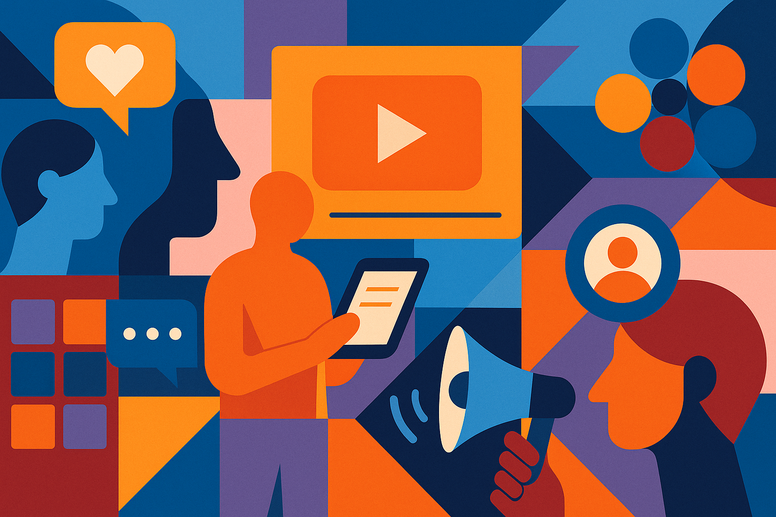 Professional illustration representing Leveraging Social Media for Enhanced B2B Customer Engagement featuring elements rel...