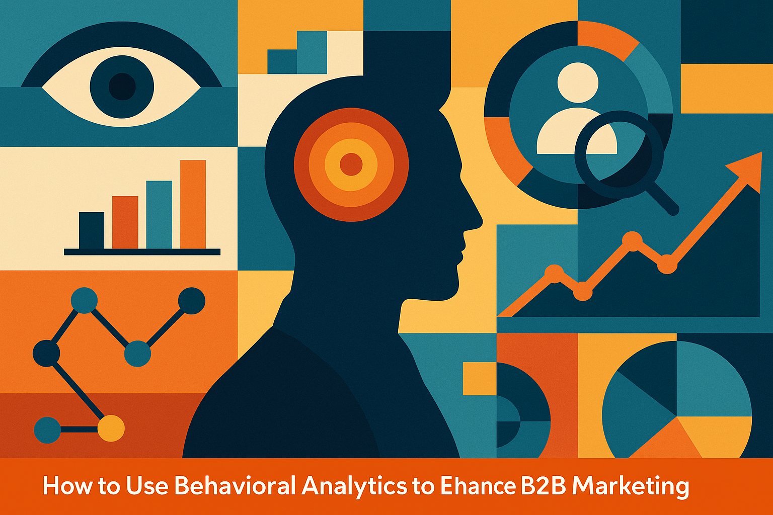 Professional illustration representing How to Use Behavioral Analytics to Enhance B2B Marketing Performance featuring elem...